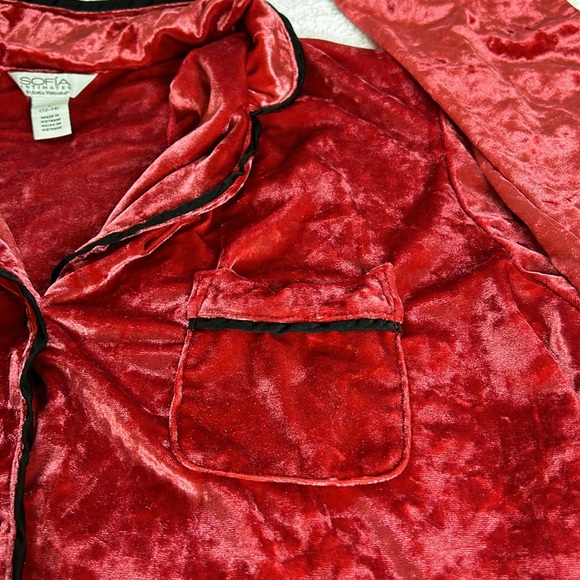 Sofia Intimates Women's Crushed red Velvet Pajama 2pc Set.SIZE L 12-14. - Picture 7 of 11